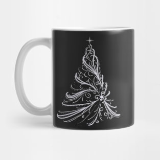 Elegant White Swirl Christmas Tree Mug